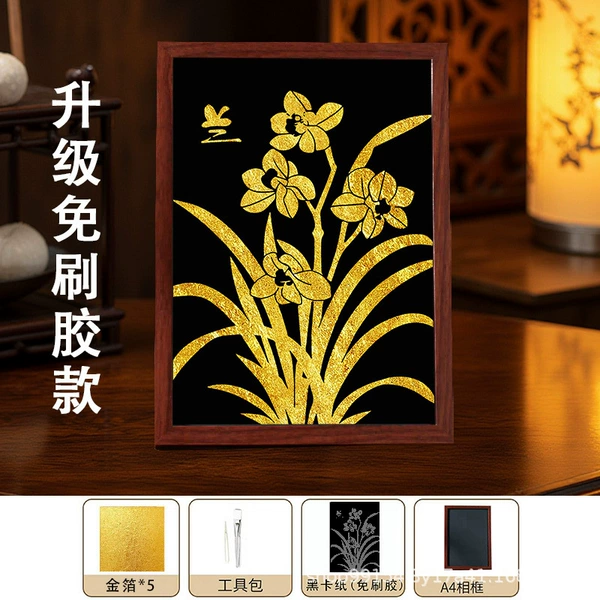 Orchid-gold foil painting