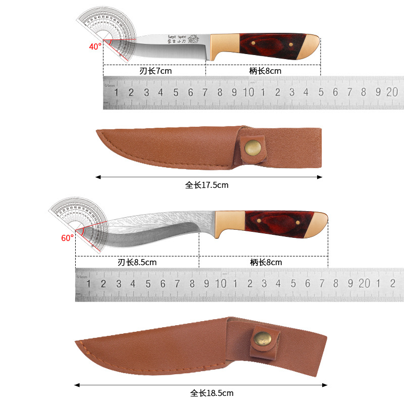Cuchillo mongol cuchillo de madera de color doble cabeza de bronce mango cuchillo de carne cuchillo de frutas casero cuchillo de corte de carne cuchillo de barbacoa de campamento al aire libre image 5