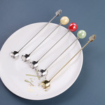 沙朵 创意搅拌勺304不锈钢鸡尾酒水果叉破冰勺叉可爱水果奶茶勺叉