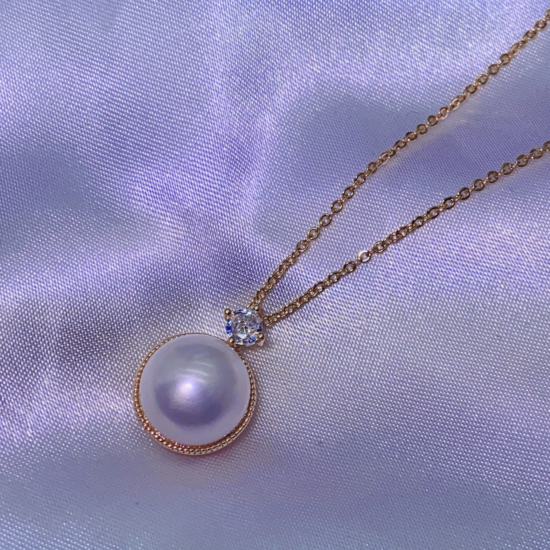 C4017AX 황금 목걸이 화이트 진주