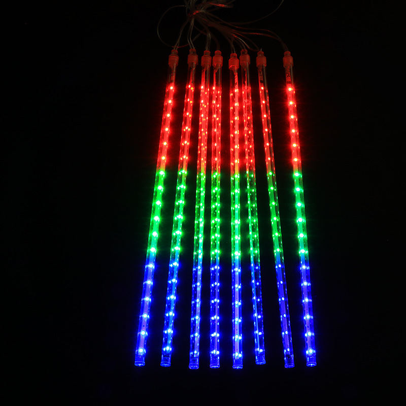 Lámpara de lluvia de meteoritos LED cadena de luz solar colorida luz de decoración de árbol colgante luz de decoración de festival de Navidad de jardín