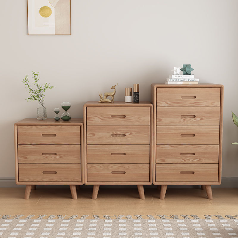 Armario de cajones de madera de cera blanca armario de almacenamiento de pared de la sala de estar gabinete de cajón de dormitorio de madera maciza gabinete de almacenamiento minimalista moderno