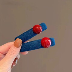 青い赤いビーズの衝突色のヘアピンの女性の側の前髪の一字の挟み2025の新型の髪のカードのクリップの頭の飾りの縁の挟み