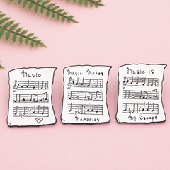 Korean-style creative accessories, personalized cartoon music sheet pin, versatile denim badge accessory for cross-border trade