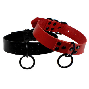 European and American Cross-border Dark Gothic Style Leather Collar Necklace Swim Black Nail O-shaped Collar Necklace Personality Clavicle Chain