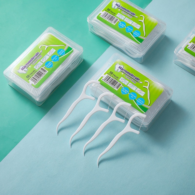 Household Disposable Dental Floss Stick Food Grade Boxed Plastic High Tensile Dental Floss Box Toothpick50 Pieces