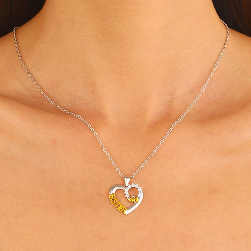 Popular best-selling sisters necklace creative love SISTER micro-inlaid zircon clavicle chain personalized versatile pendant for women