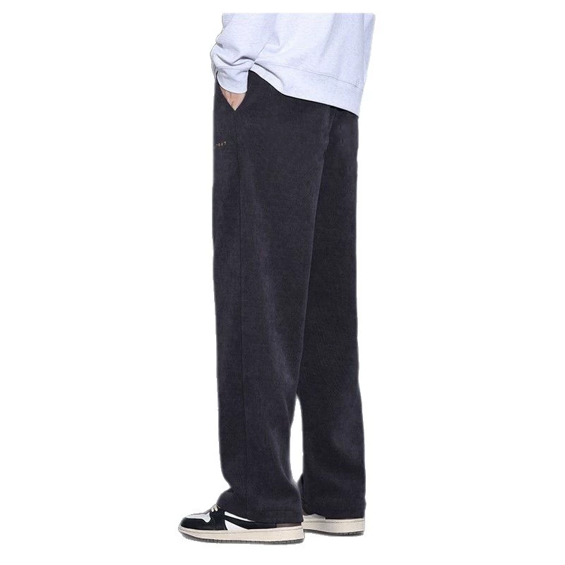 Autumn demi-season warm sports casual trousers for leisure, loose straight fit