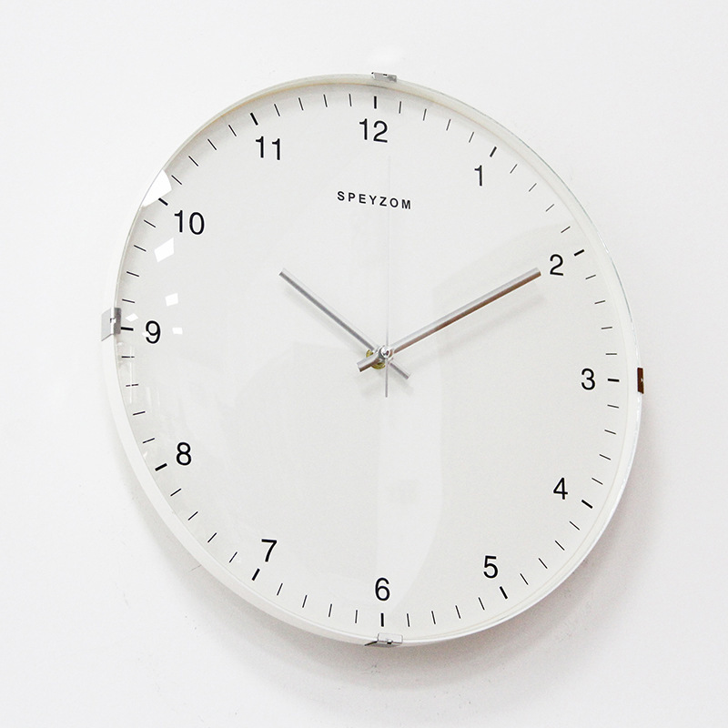 Japan's Simple Modern Digital Clock13-inch Arched Glass Iron Buckle Clock Silent Round Bedroom Wall Clock
