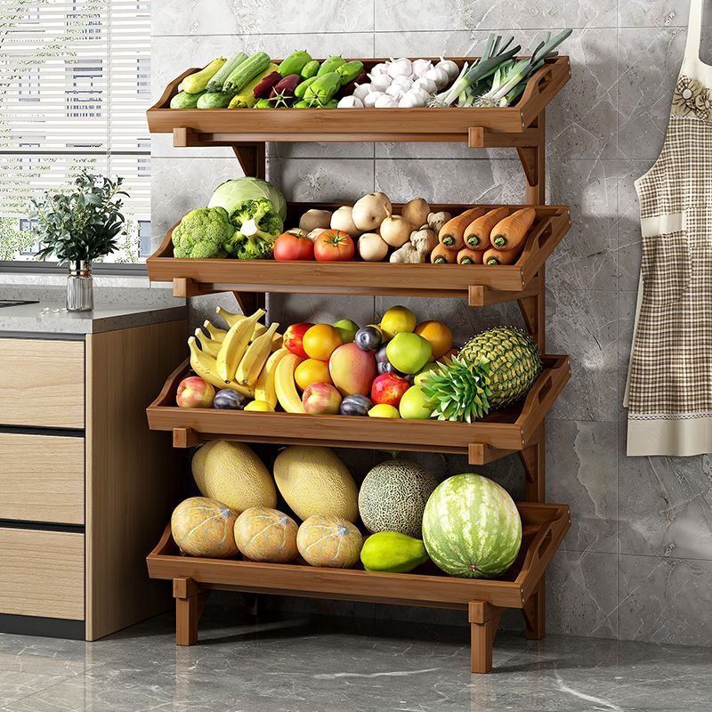 Fruit Rack Kitchen Fruit and Vegetable Storage Rack Floor-Standing Multi-Layer Multi-Functional Appliance Storage Rack Household Kitchenware Storage Rack