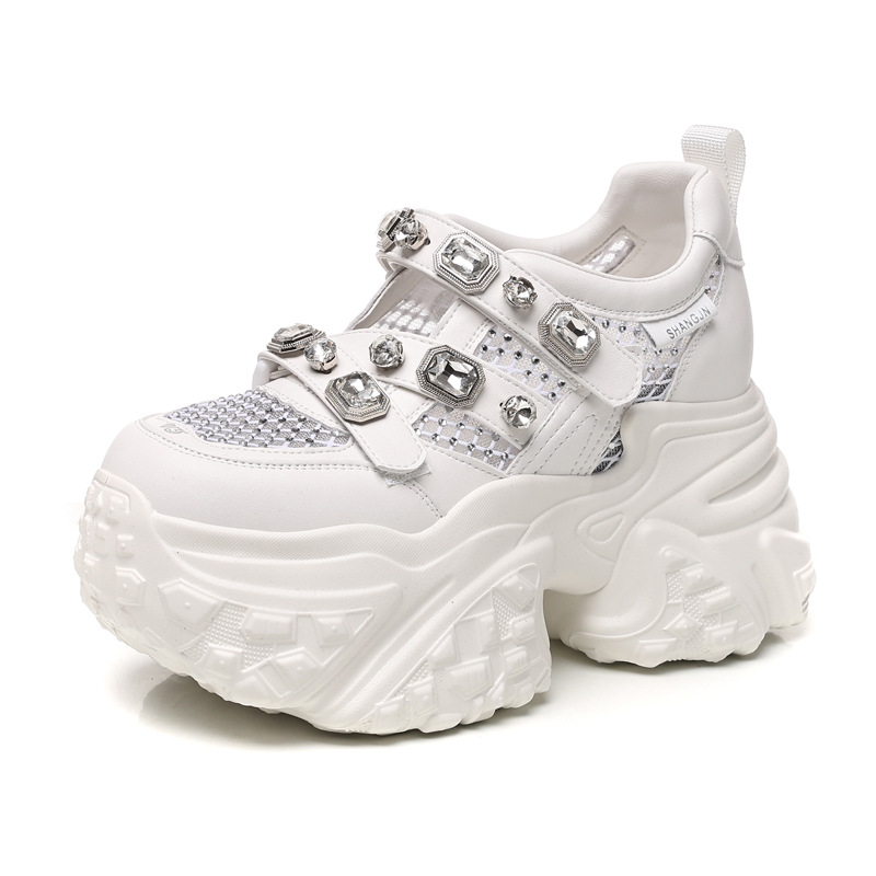 Giày sneaker nữ đế dày lưới thoáng khí phong cách thể thao — Màu trắng