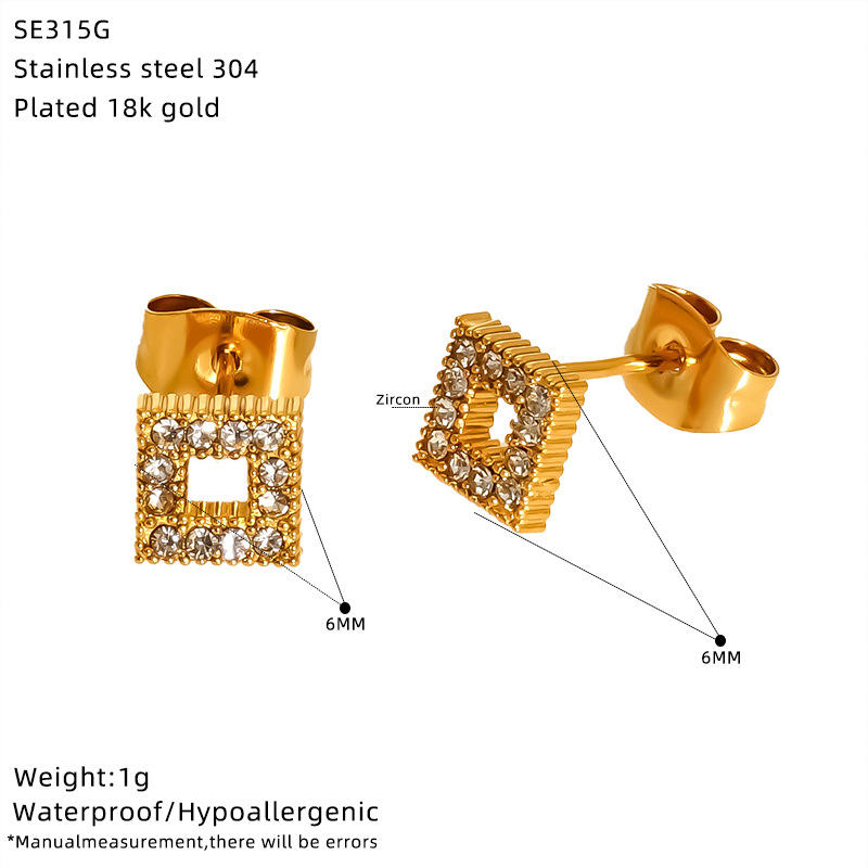 Ear Studs Classification 1 Pair IG Style Simple Style Geometric Star 304 Stainless Steel 18K Gold Plated Ear Studs