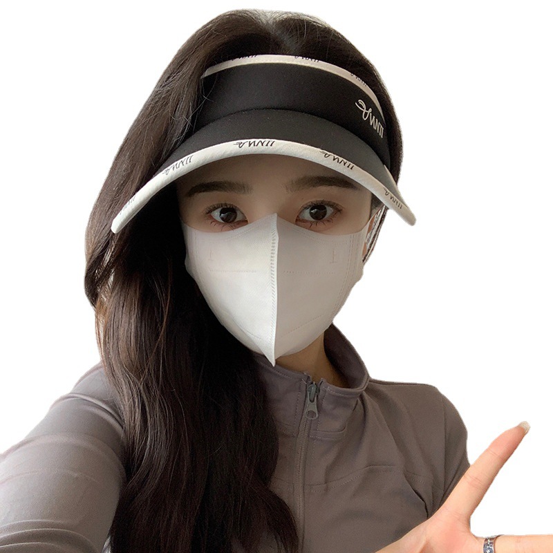 (2개) 한국 아이스 실크 통기성 선 스크린 모자 여성의 여름 자외선 방지 공기 탑 모자 여성 야외 스포츠 햇살