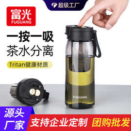 富光弹盖磁弹泡茶玻璃杯茶水分离便携运动耐高温男女士tritan水杯