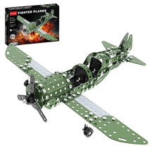 儿童益智拼装金属战斗机飞机模型二战军事科教玩具批发跨境亚马逊