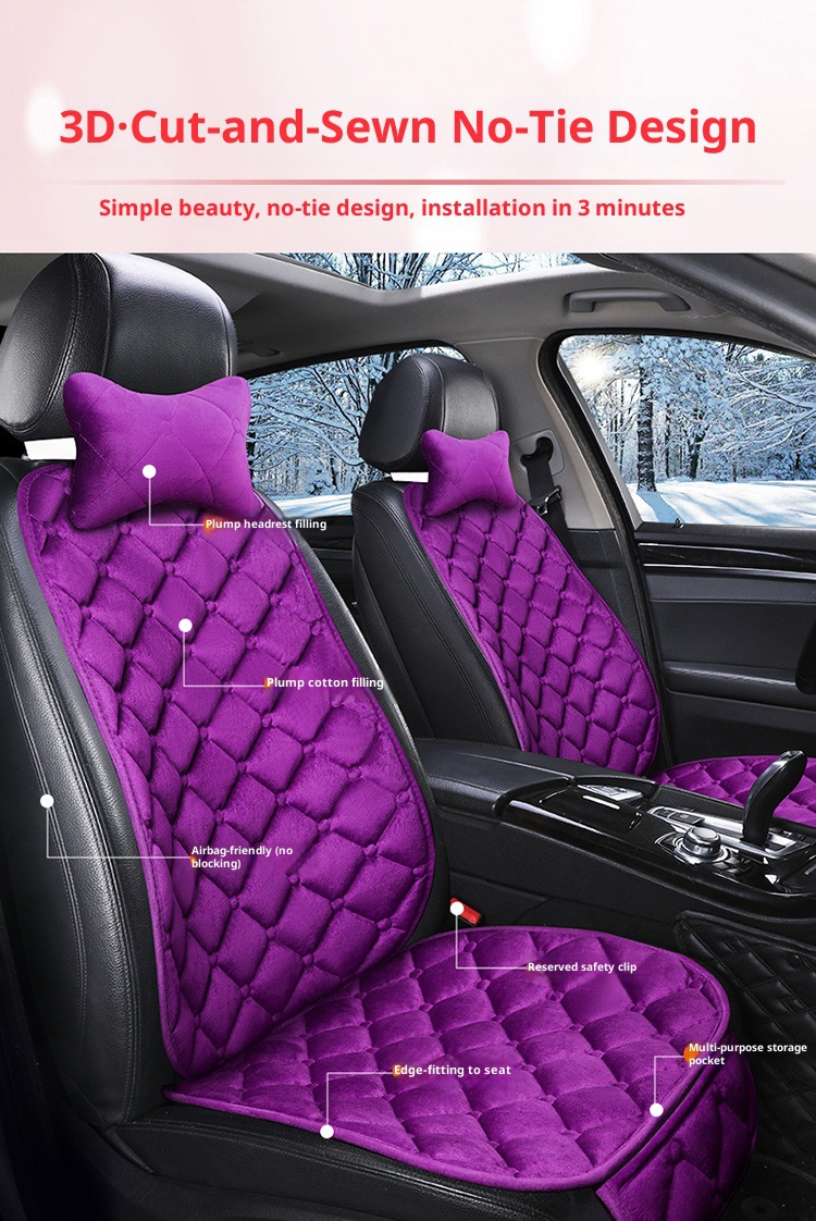 Plush Seat Cushion Half-Pack Seat Cover Velvet Seat Cushion Winter Seat Cover Small Three-Piece Cross-Border E-Commerce Car Seat Cushion