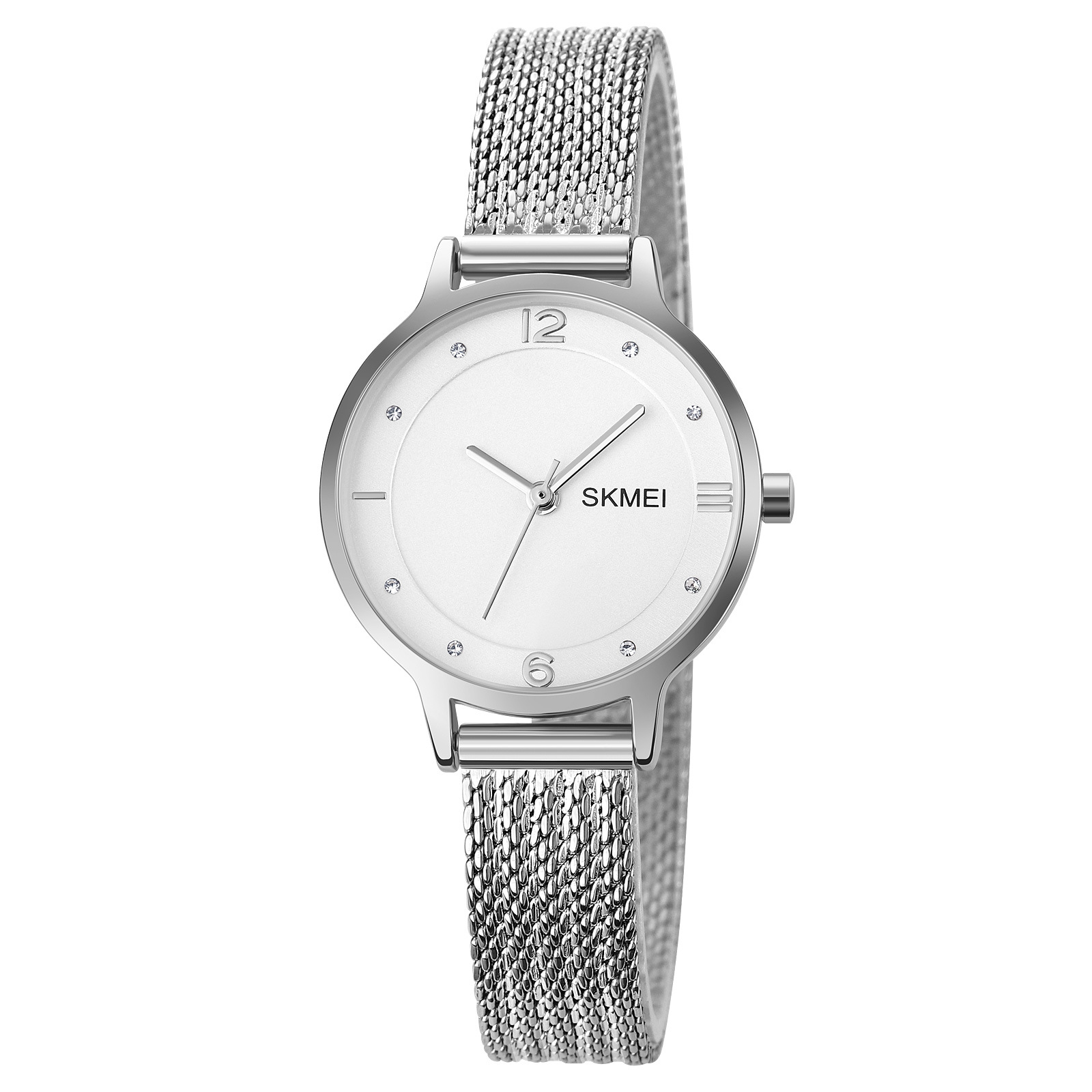 Momentos de belleza moda reloj de pulsera damas oro rosa correa de trenzado de plata simple reloj de cuarzo fuente fábrica personalizada al por mayor