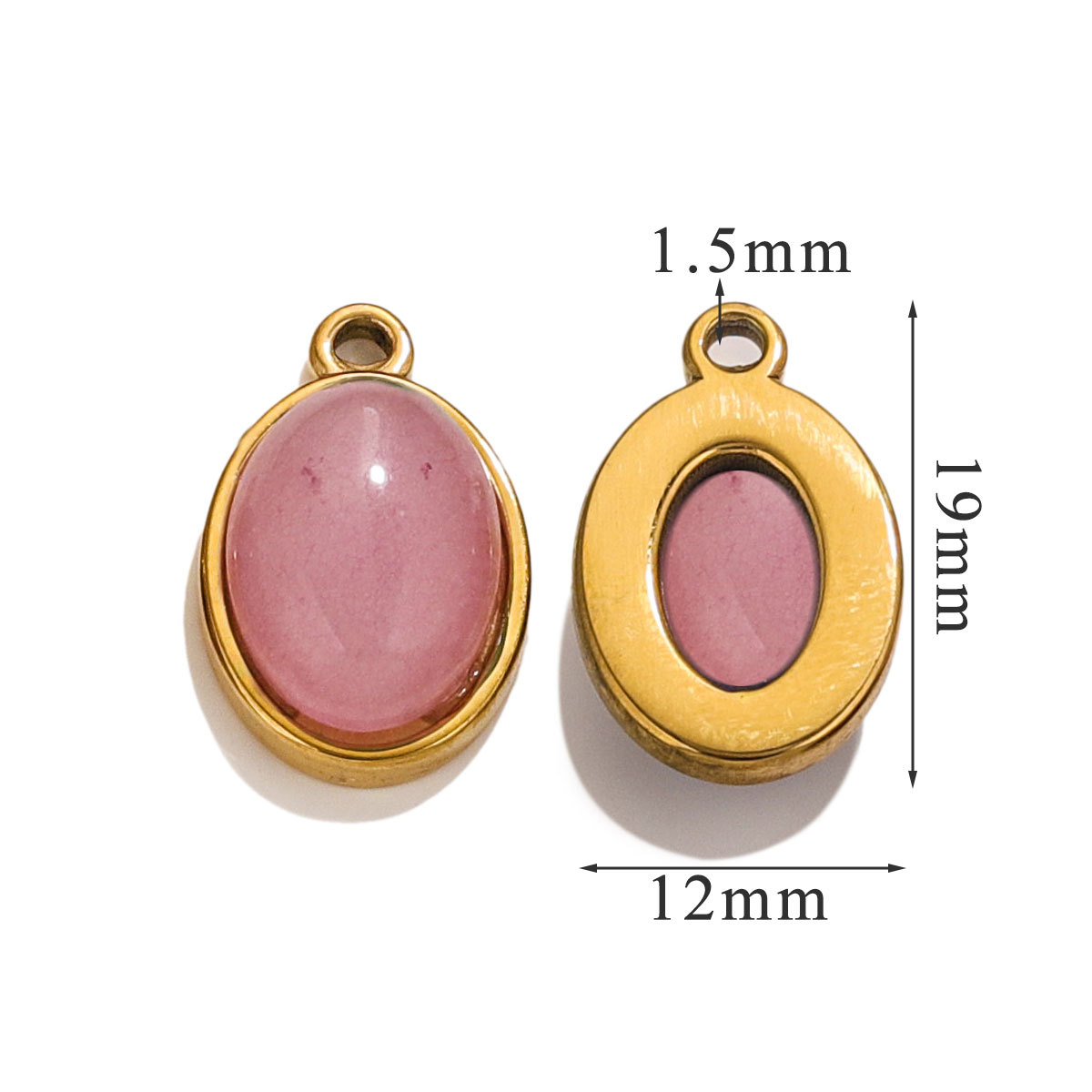 DIY accesorios de joyería de acero inoxidable piedra natural elíptica pequeña colgante pendientes pulseras collares materiales hechos a mano al por mayor