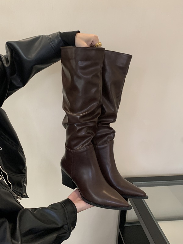 브라운 싱글 안감 힐 높이 5cm