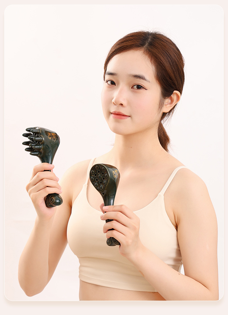 Ceramic Moxibustion Head Therapy Comb Ruyi Tao Hua Jiu Set with 20 Moxa Sticks and Essential Oil for Scalp Meridian Care details