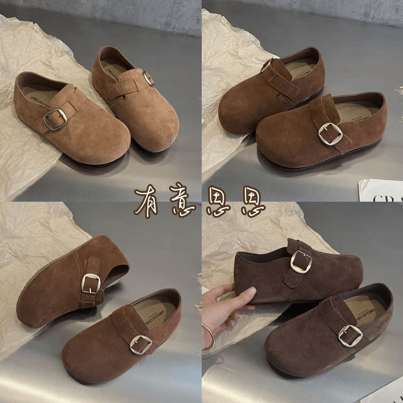 有意思思女鞋“土豆博肯”休闲软底平底一脚蹬女鞋时尚真皮勃肯鞋|undefined