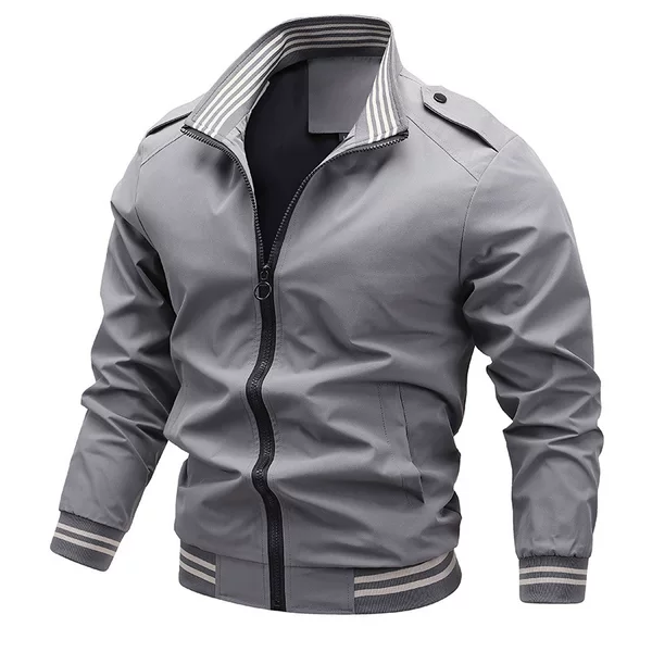 Cross-border Autumn Men's Coat New Fashionable Vertical Collar Clothes Casual All-match Loose Spring and Autumn Solid Color Jacket Coat