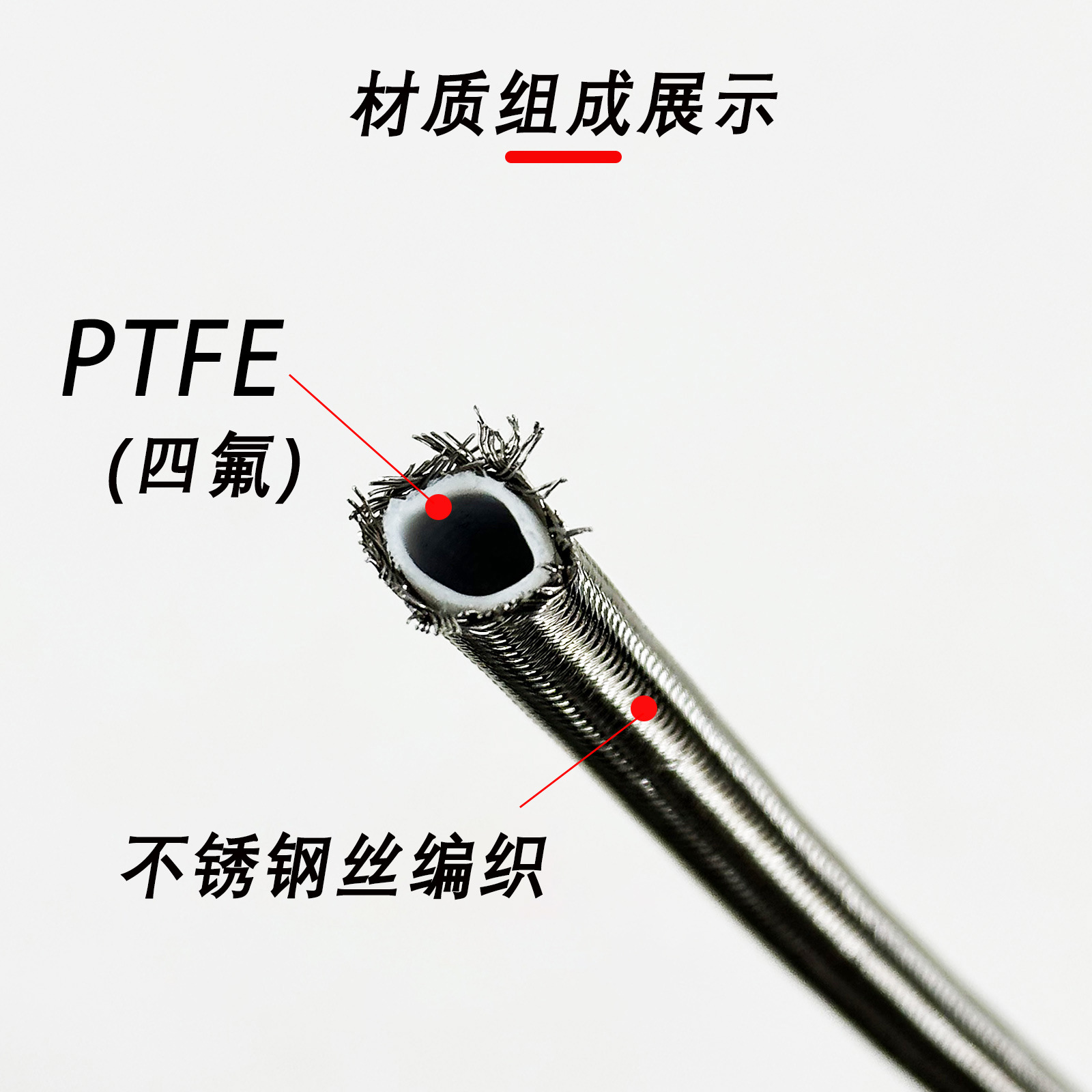 Engine Oil Pipe 30– 500cm An4Ptfe Silver Stainless Steel Braided Oil Pipe with High Temperature Resistance