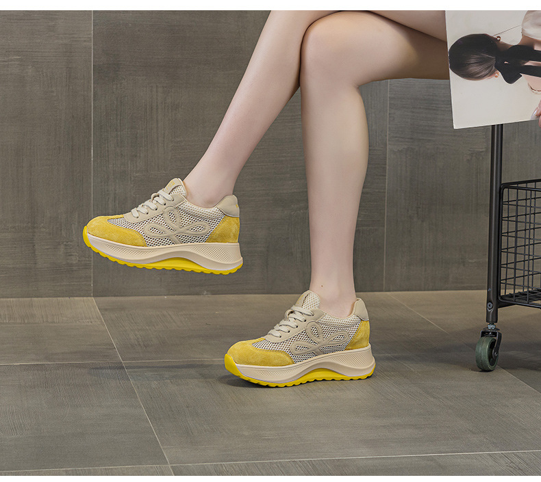 Giày sneaker nữ đế dày phong cách Đức phối da lộn màu đỏ Ancola — M2915 mạng đôi màu vàng, M2915- Mạng trong suốt 1m màu, M2915-1 lưới trong suốt màu vàng, M2915 mạng kép màu đỏ chi tiết 22