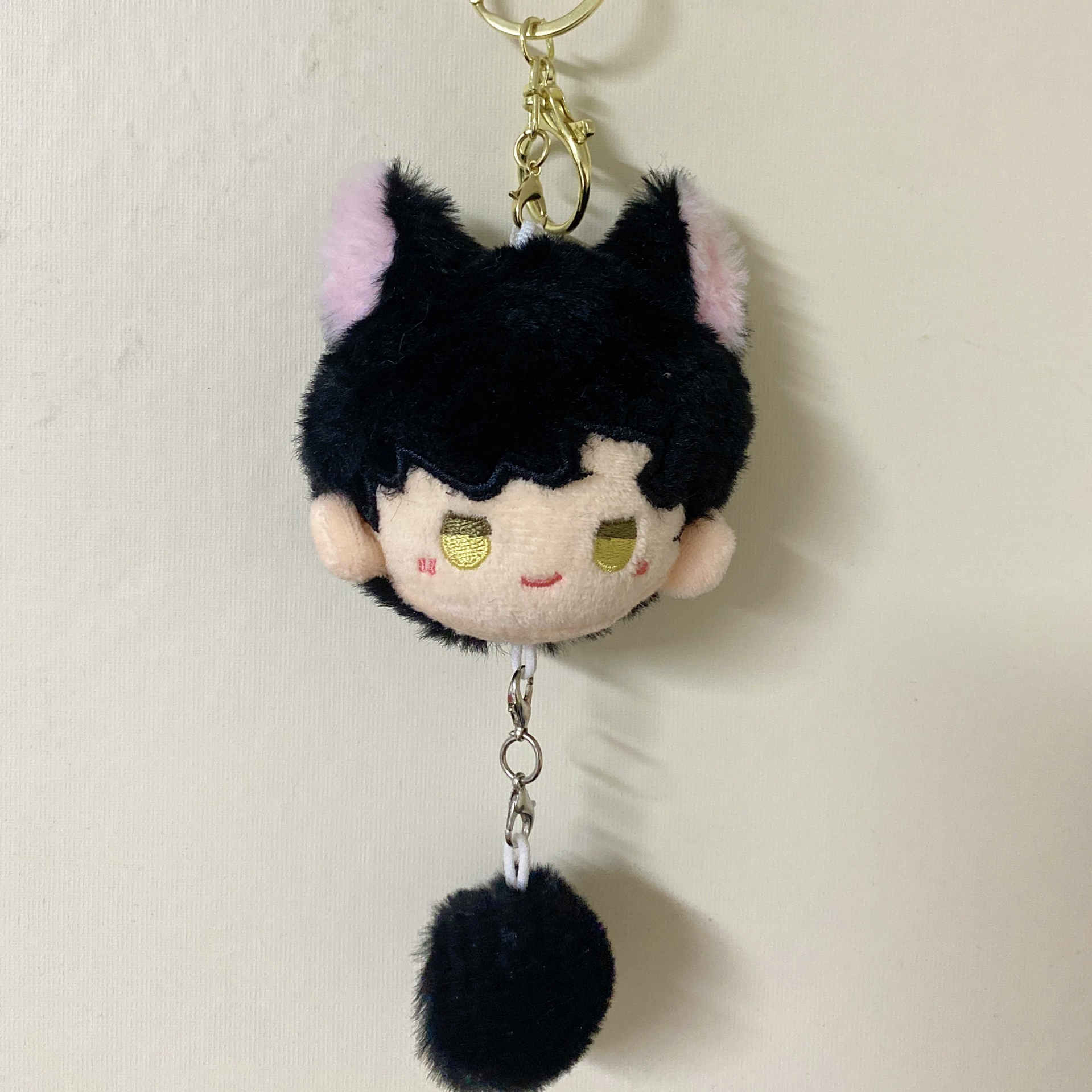 Plush Cotton Doll Pendant Keychain, Cute Mini Figure with Hair Clips & Bead Chain, 0.03 kg