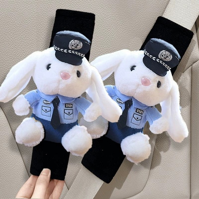 Belt Protective Sleeve In-car Girl's: Seat belt shoulder pad - blue-police-rabbit-1-pair-of-ice-silk-shoulder-pads