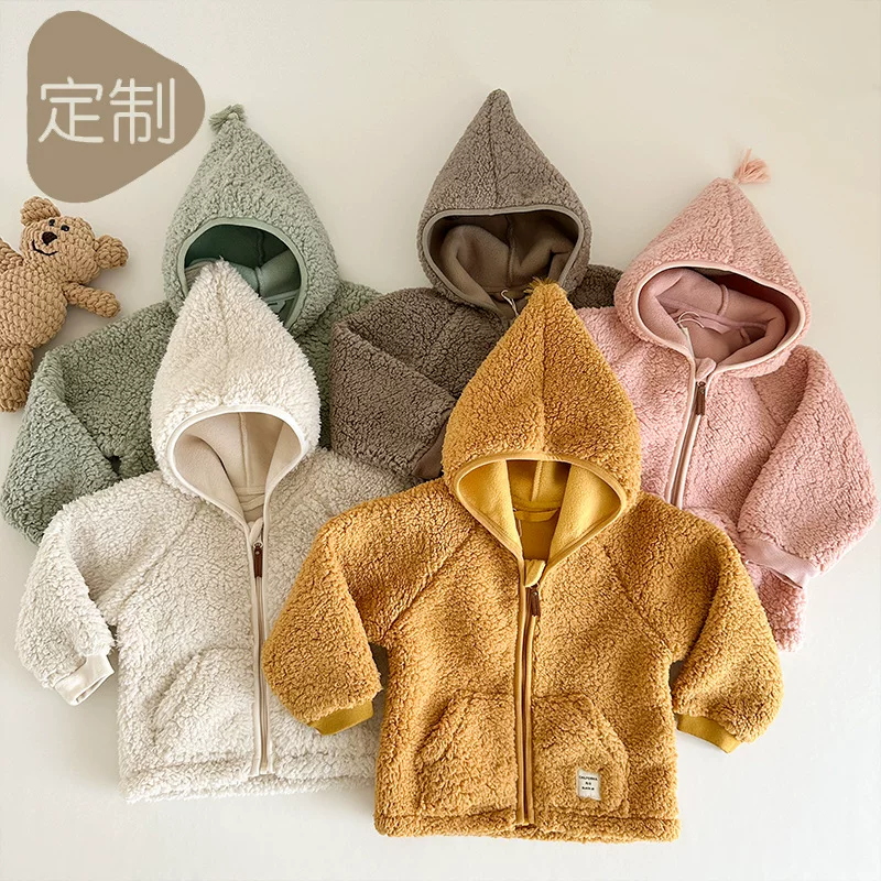 Velvet demi-season children's jacket for men and women, soft keep warm hoody, custom-made