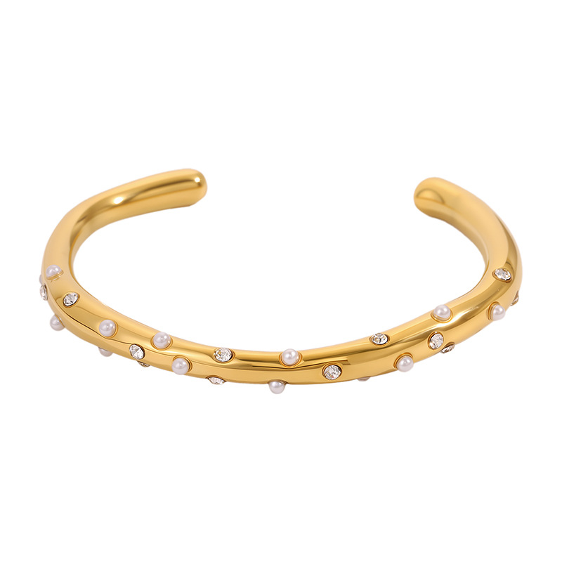 Pulsera de acero de titanio para mujer, sentido de alta gama, pulsera retro europea y americana que no se desvanece, oro de arena, apertura, circón, joyería de pulsera de acero inoxidable image 35