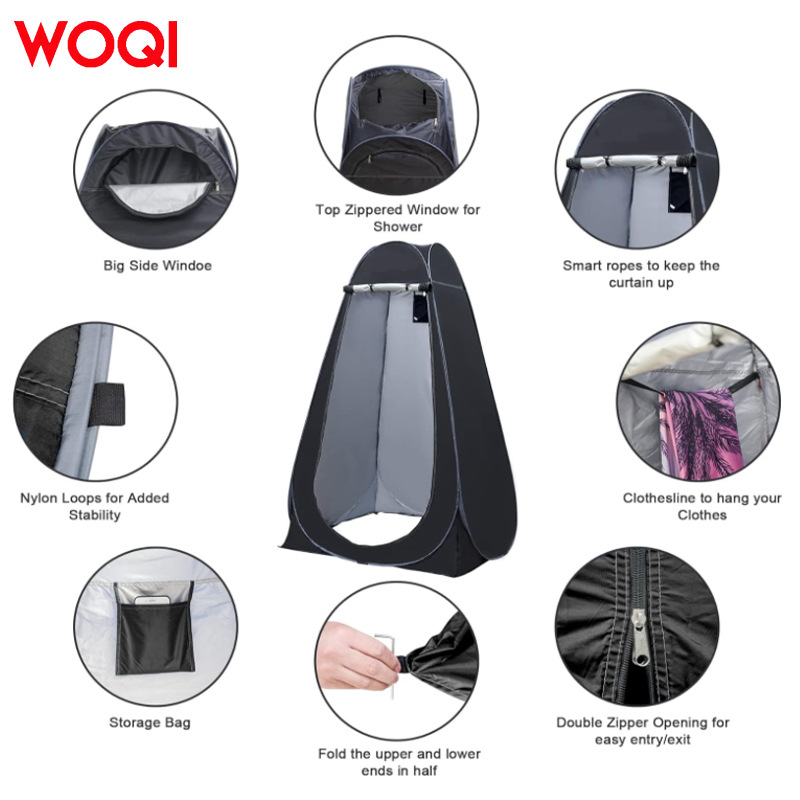 WOQI Instant Outdoor Shower Automatic Tent Camping Toilet Changing Room Canopy Pop-up Privacy Shower Tent 4