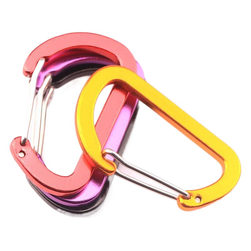 No. 5 D-Shaped Spring Buckle Aluminum Alloy Colorful Carabiner Backpack Keychain Outdoor Camping Water Bottle Clip