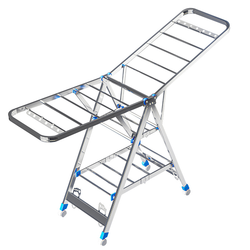 7L8K星优不锈钢折叠晾衣架落地室内阳台凉衣架家用多功能晾衣杆晒