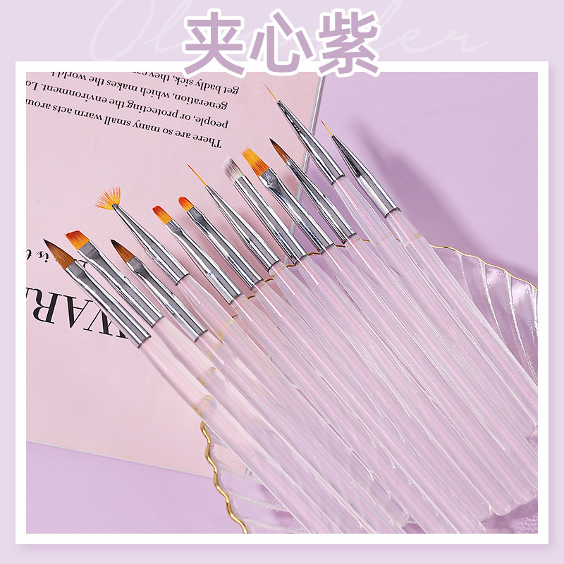 新しいネイルブラシ12本入日本式ネイルアートオーロラ光治療ペン|undefined