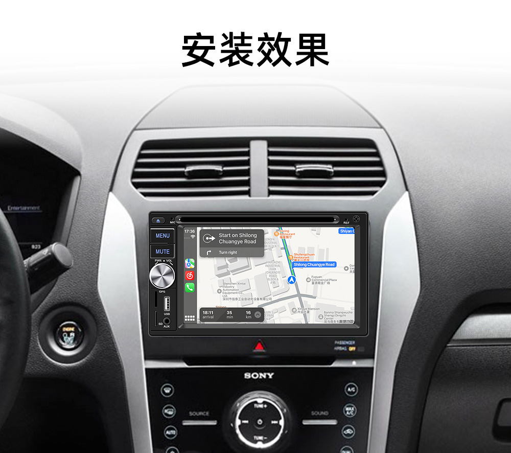 Wired Carplay 6.2inch Dual-Station Car Dvd Cd Bluetooth Mp5 Player Hd Reversing Image 12V