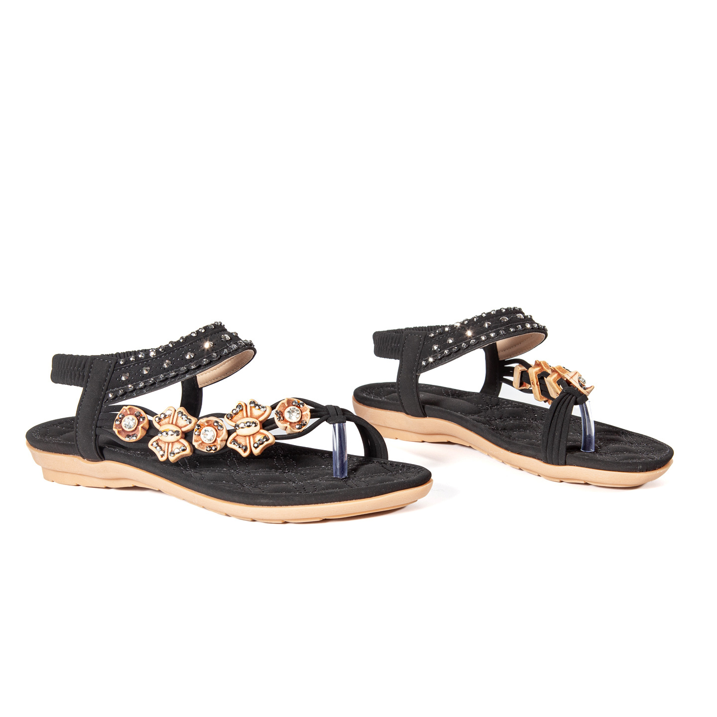Women's Shoes, Summer Fashion Beach Vacation Flat Sandals With Beaded Toe Straps_desvips.com