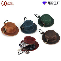 跨境個性創意帽子造型零錢包瘋馬皮迷你硬幣收納包真皮腰掛小錢包