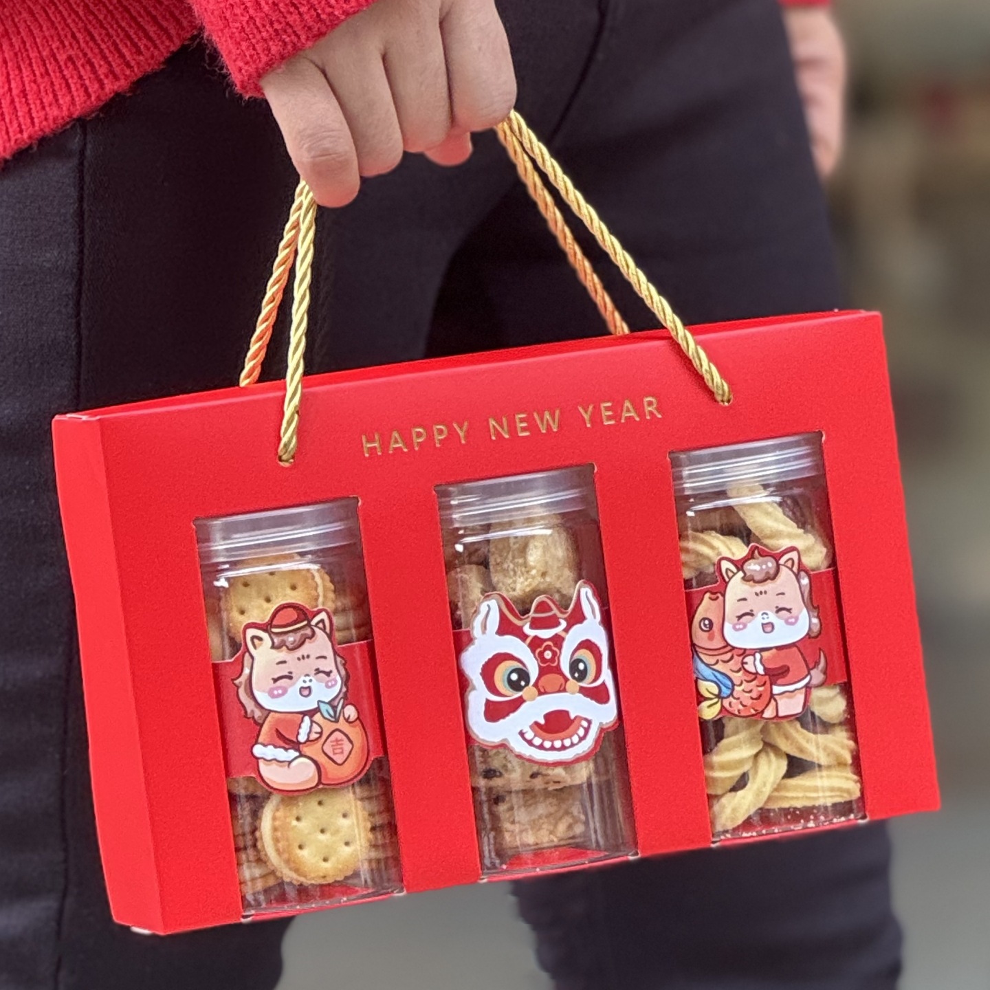 2026新年饼干桶包装盒透明糖果盒创意牛轧糖雪花酥太妃糖礼盒