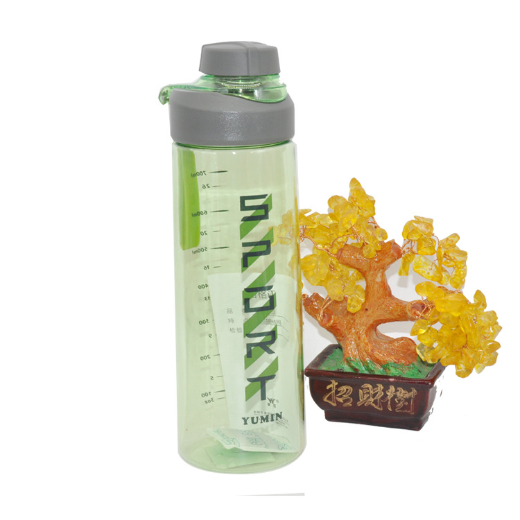Gran capacidad de plástico taza de agua portátil viajes deportes al aire libre botella de agua con escala fitness botella de agua simple espacio taza