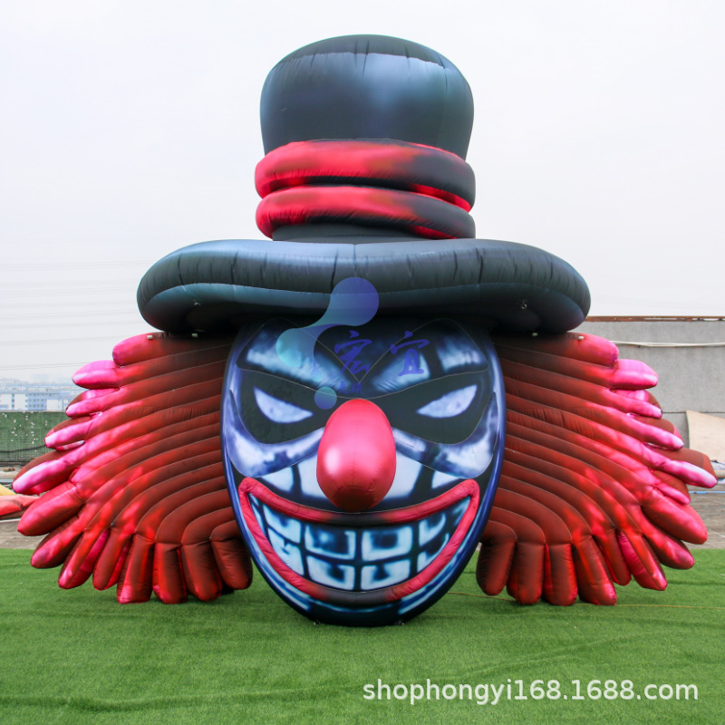 厂家直销PVC万圣节充气小丑头像卡通气模美陈大型活动场地装饰