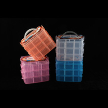 ♔多功能三层透明塑料收纳盒家居首饰18格手提化妆箱生活用品整理