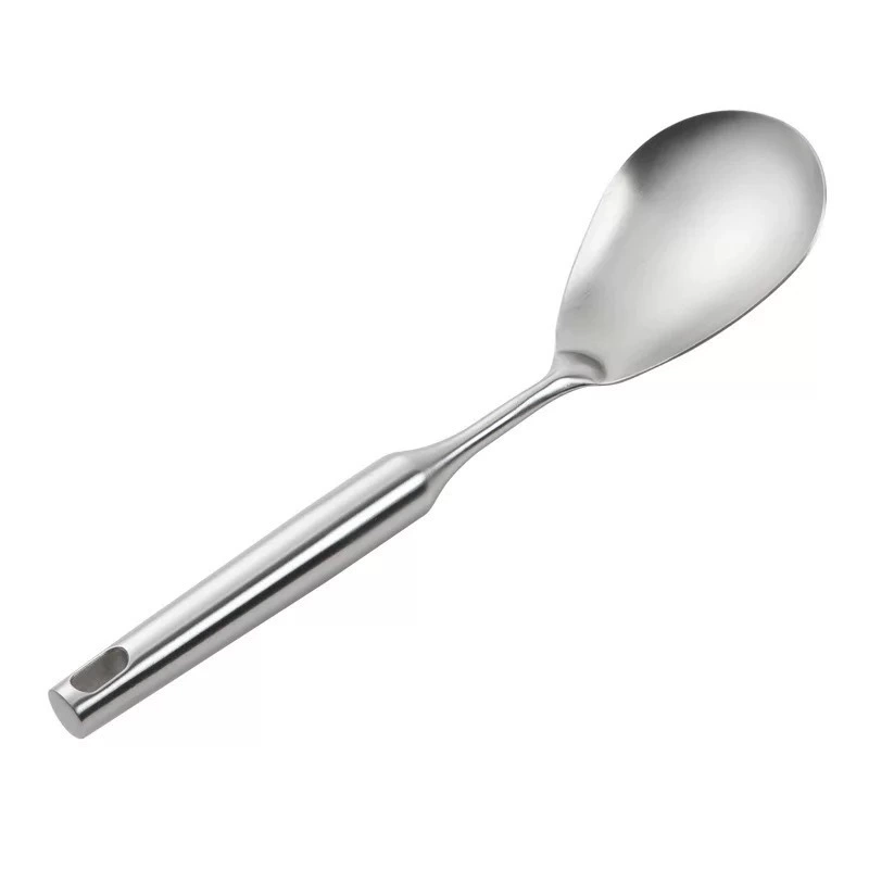 Kitchen cooking spoon 304 stainless steel spatula wholesale soup spoon large colander sanded hollow handle cooking spatula