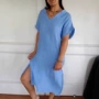 v领春款独立休闲长裙