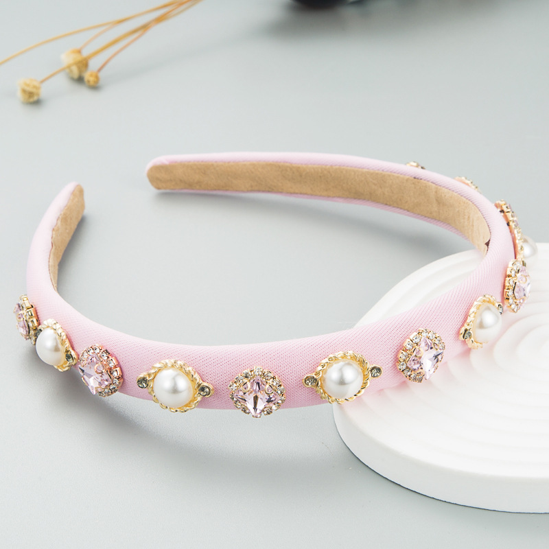 Fashion Pearl Baroque Thin Sponge Simple Thin Edge Bright Color Hairband Accessories display picture 3