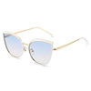 Metal fashionable advanced sunglasses, glasses solar-powered, European style, cat's eye, high-quality style