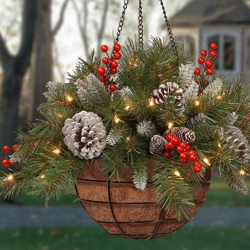 国境を越えたクリスマスバスケット花輪クリスマス祭り装飾クリスマス花輪人工クリスマスバスケット|undefined