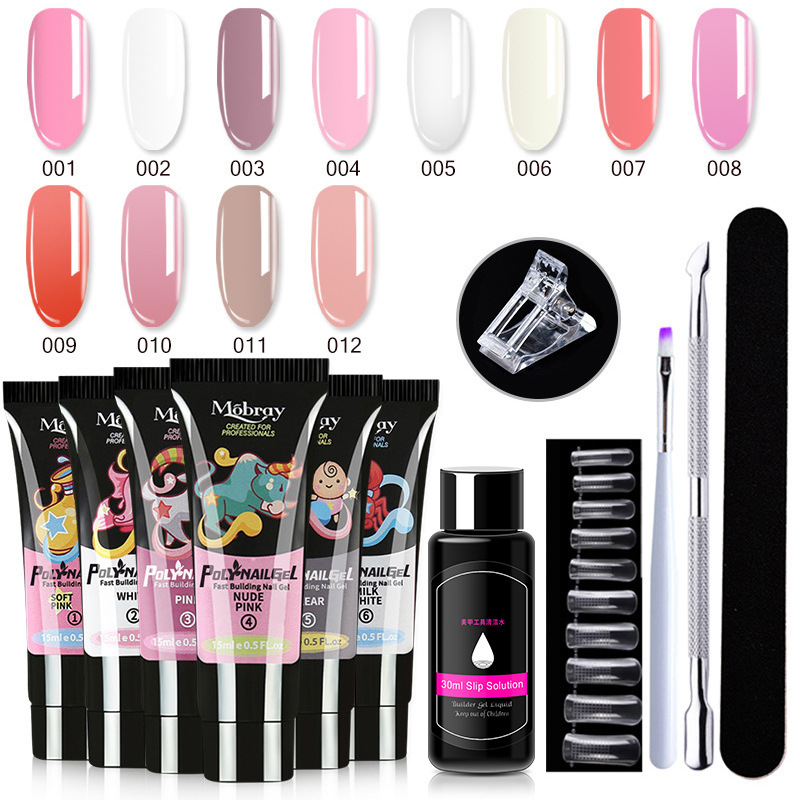 Cross-Border ml 7-Piece Manicure Crystal Extension Glue Set Factory Ready-Made Straight Hair Manicure Tools