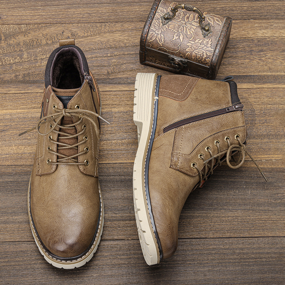  Men's Martin Boots Independent Station Retro Color Polished Ankle Boots Cross-border Trade Men's Shoes Plus Size Autumn and Winter Men's Boots_voghion.com